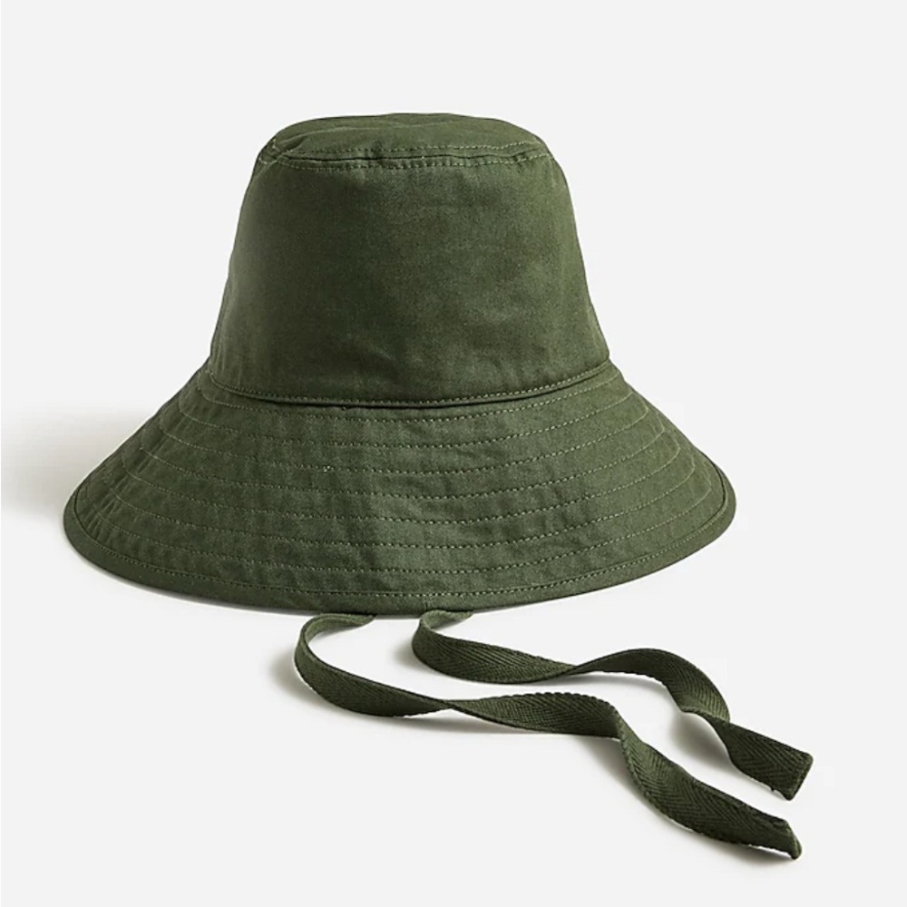 J. Crew NEW Green Bucket Hat with Ties M-L